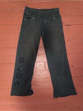 BCBGMaxAzria Black Relaxed Drawstring Jeans with Side Lettering